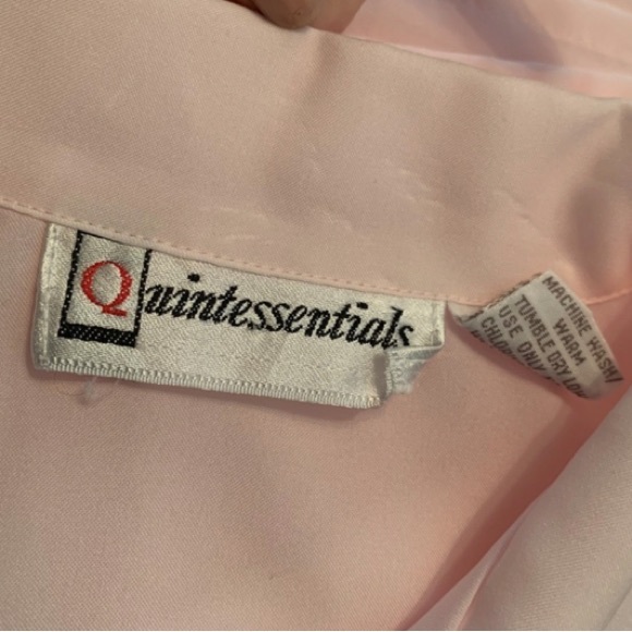 Vintage Quintessentials Ladies Button-Up Pale Pink Lace Floral Cutout Blouse 80s - Picture 8 of 9